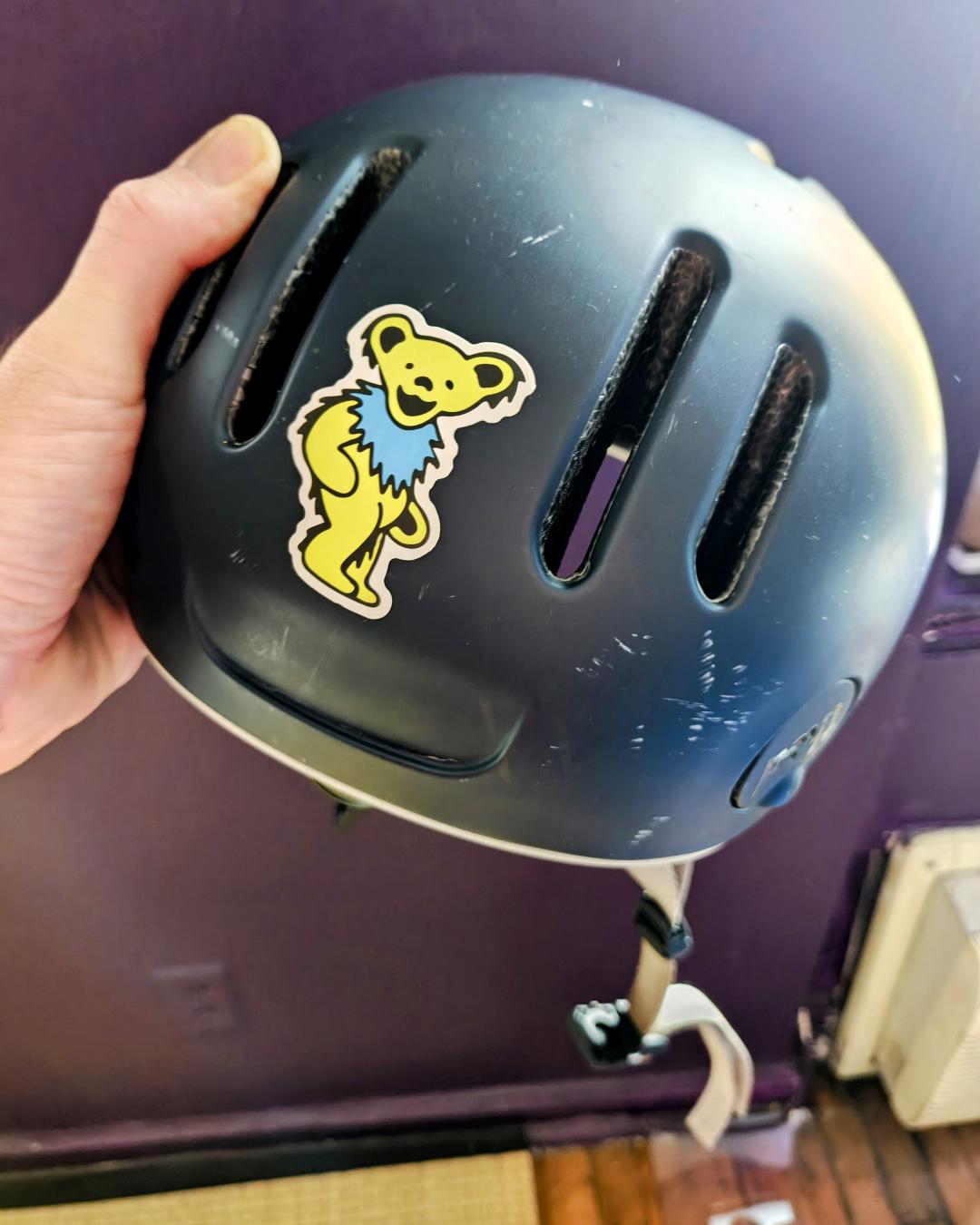 Grateful Dead sticker on my bike helment